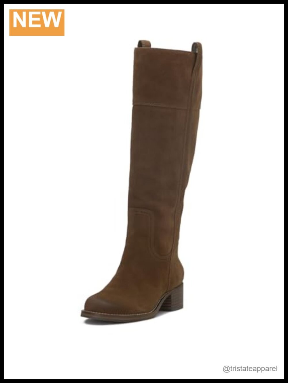 Wide Calf Suede Knee High Riding Boots Block Heel